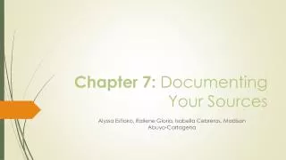 Chapter 7:  Documenting Your Sources