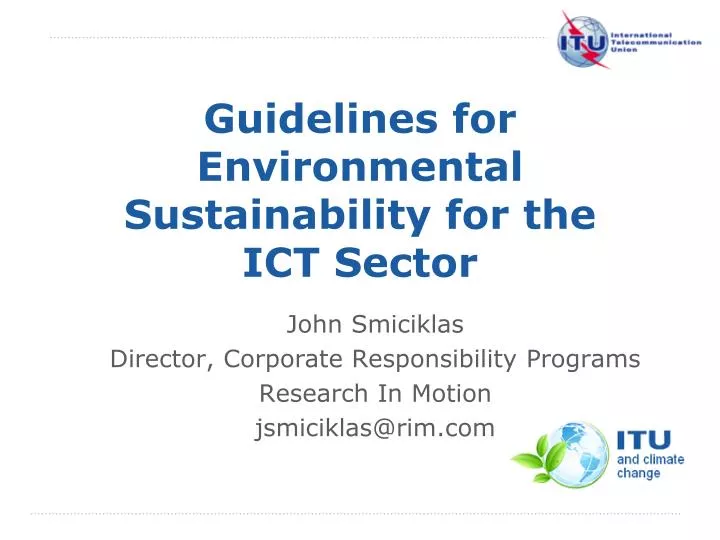 guidelines for environmental sustainability for the ict sector