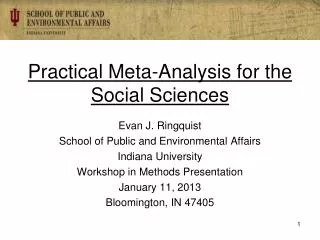 Practical Meta-Analysis for the Social Sciences
