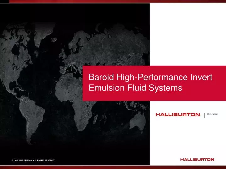 baroid high performance invert emulsion fluid systems
