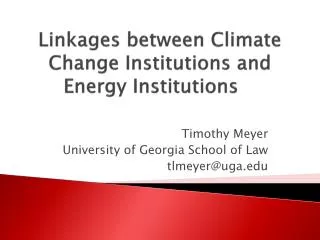 Linkages between Climate Change Institutions and Energy Institutions