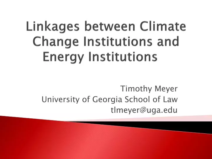 linkages between climate change institutions and energy institutions