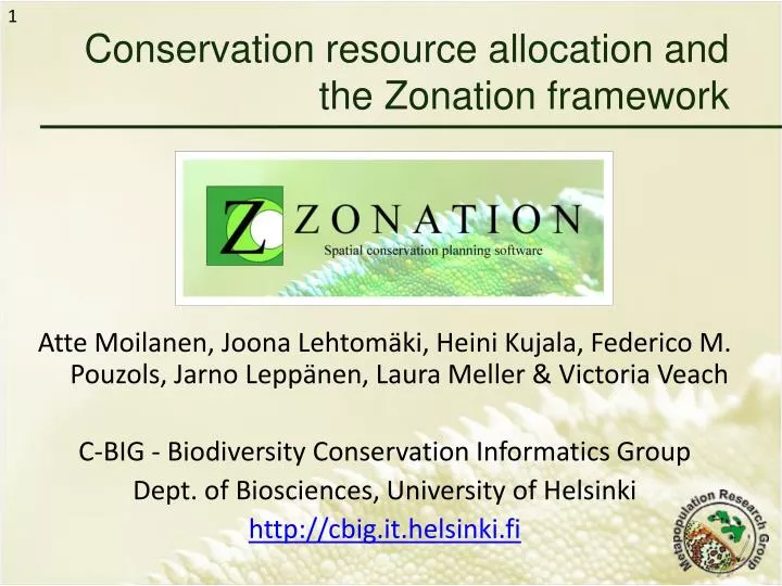conservation resource allocation and the zonation framework