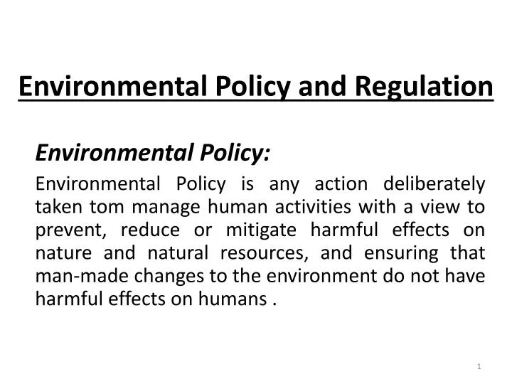 environmental policy and regulation