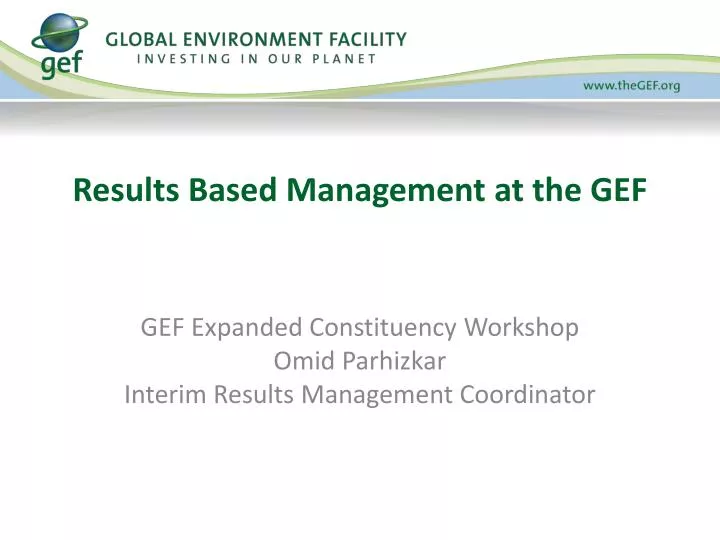 results based management at the gef