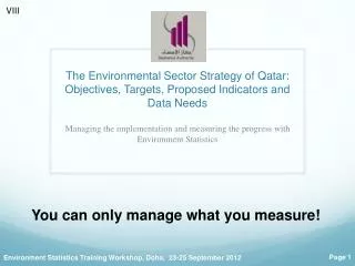 The Environmental Sector Strategy of Qatar: Objectives, Targets, P roposed Indicators and Data Needs