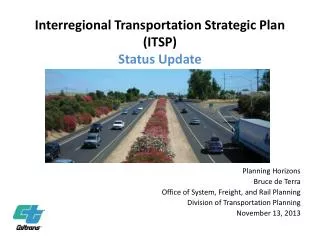 Interregional Transportation Strategic Plan (ITSP) Status Update