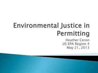 Environmental Justice in Permitting