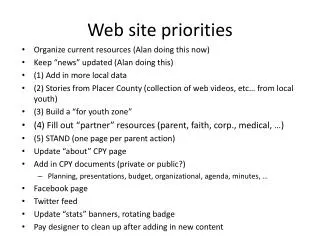 Web site priorities