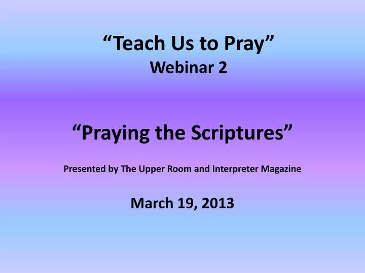 teach us to pray webinar 2