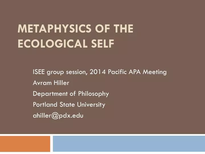 metaphysics of the ecological self