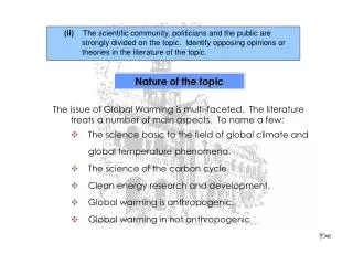 Nature of the topic