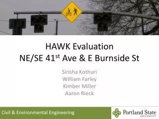 HAWK Evaluation NE/SE 41 st Ave &amp; E Burnside St