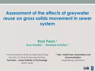 Assessment of the effects of greywater reuse on gross solids movement in sewer system