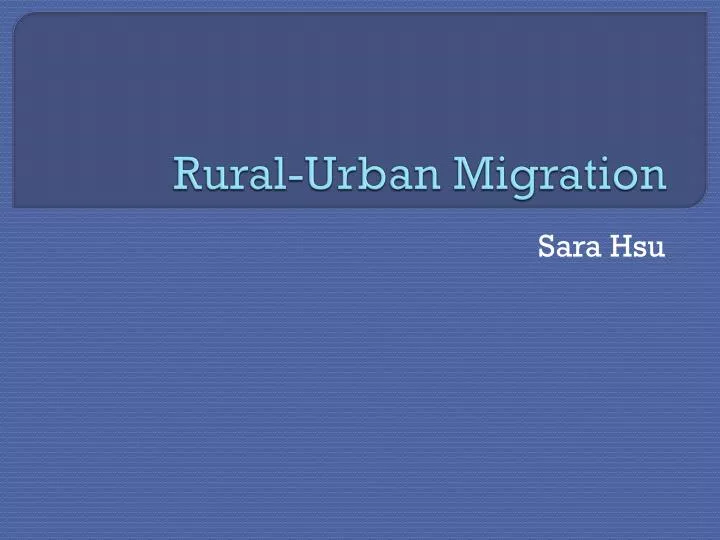 rural urban migration
