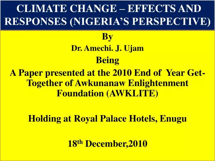 climate change effects and responses nigeria s perspective