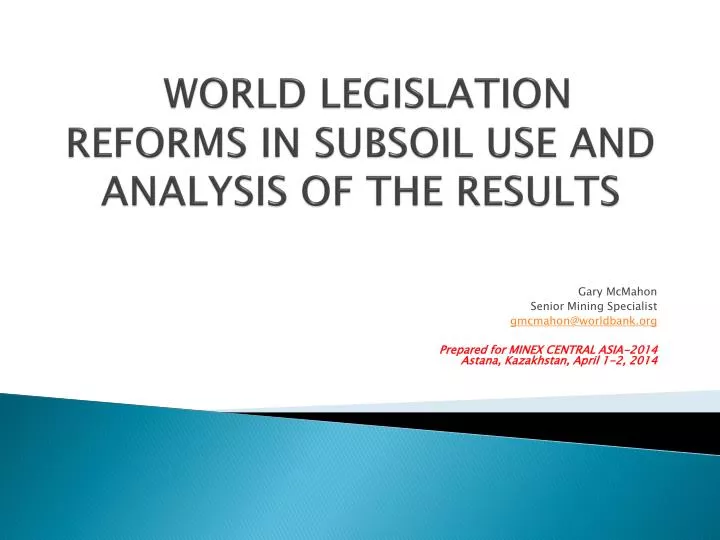 world legislation reforms in subsoil use and analysis of the results