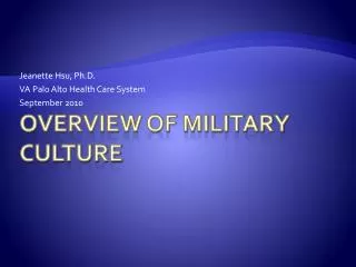 Overview of Military Culture