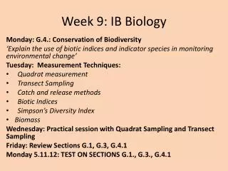 Week 9: IB Biology