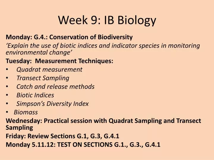 week 9 ib biology