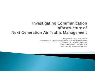 Investigating Communication Infrastructure of Next Generation Air Traf?c Management