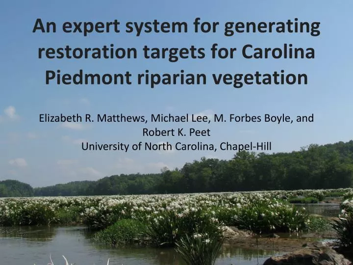 an expert system for generating restoration targets for carolina piedmont riparian vegetation