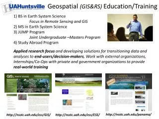 Geospatial (GIS&amp;RS) Education/Training