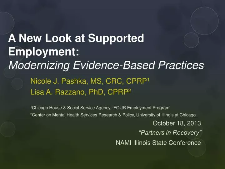 a new look at supported employment modernizing evidence based practices