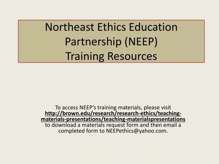northeast ethics education partnership neep training resources