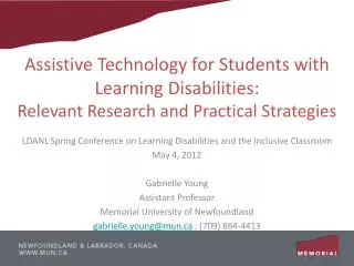 Assistive Technology for Students with Learning Disabilities: Relevant Research and Practical Strategies