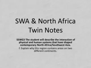 SWA &amp; North Africa Twin Notes