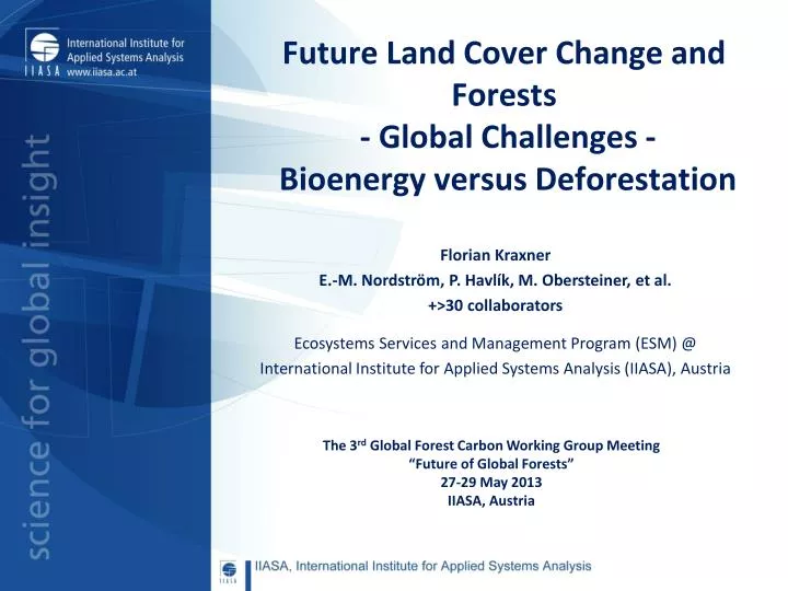 future land cover change and forests global challenges bioenergy versus deforestation