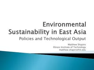 Environmental Sustainability in East Asia