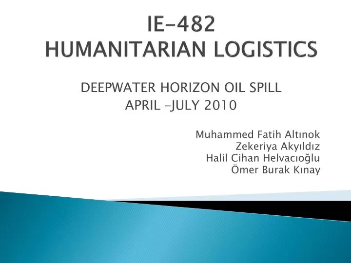 ie 482 humanitarian logistics