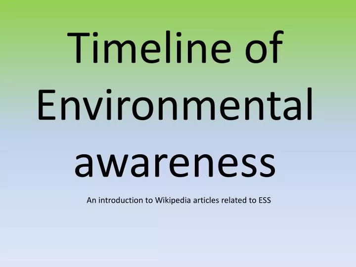 timeline of environmental awareness