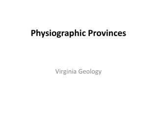 Physiographic Provinces