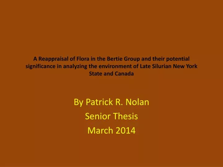 by patrick r nolan senior thesis march 2014