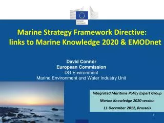 Marine Strategy Framework Directive: links to Marine Knowledge 2020 &amp; EMODnet