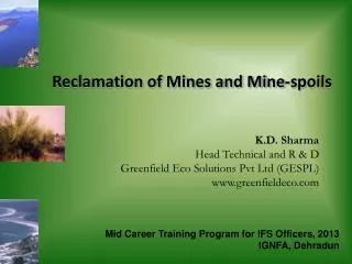 Reclamation of Mines and Mine-spoils