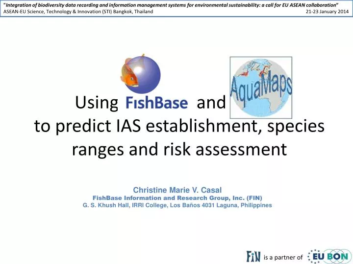 using fishbase and amaps to predict ias establishment species ranges and risk assessment