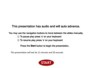 This presentation has audio and will auto advance. You may use the navigation buttons to move between the slides manuall