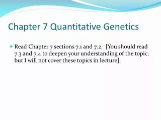 Chapter 7 Quantitative Genetics