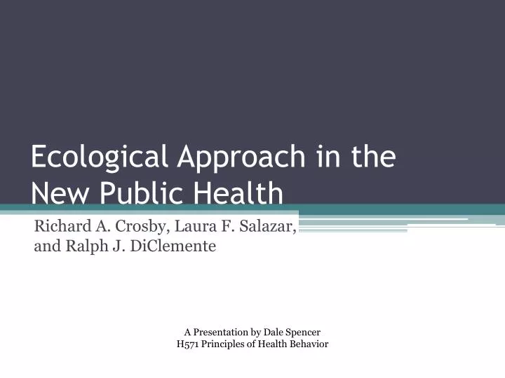 ecological approach in the new public health