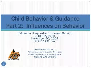 Child Behavior &amp; Guidance Part 2: Influences on Behavior