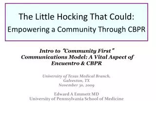 The Little Hocking That Could: Empowering a Community Through CBPR