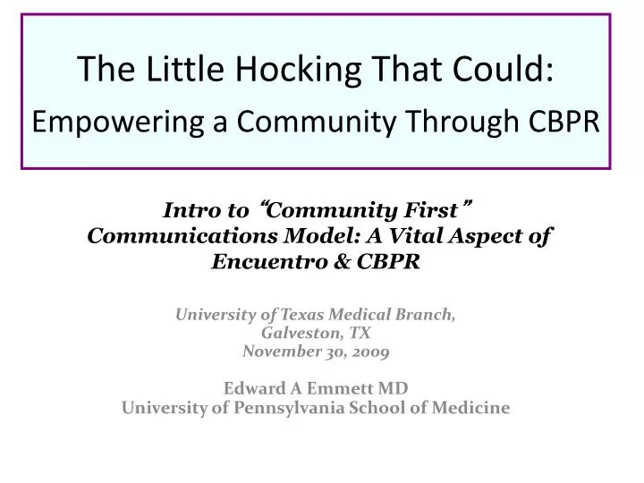 the little hocking that could empowering a community through cbpr