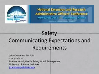 Safety Communicating Expectations and Requirements