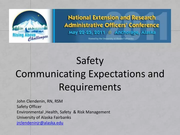 safety communicating expectations and requirements