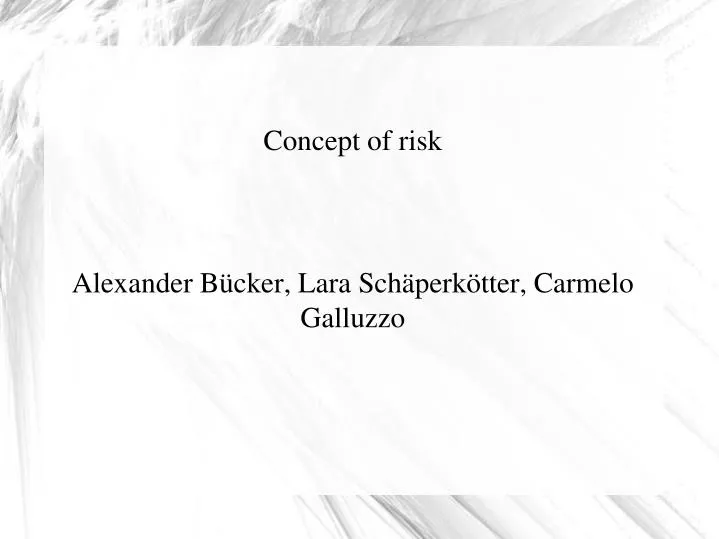 concept of risk alexander b cker lara sch perk tter carmelo galluzzo