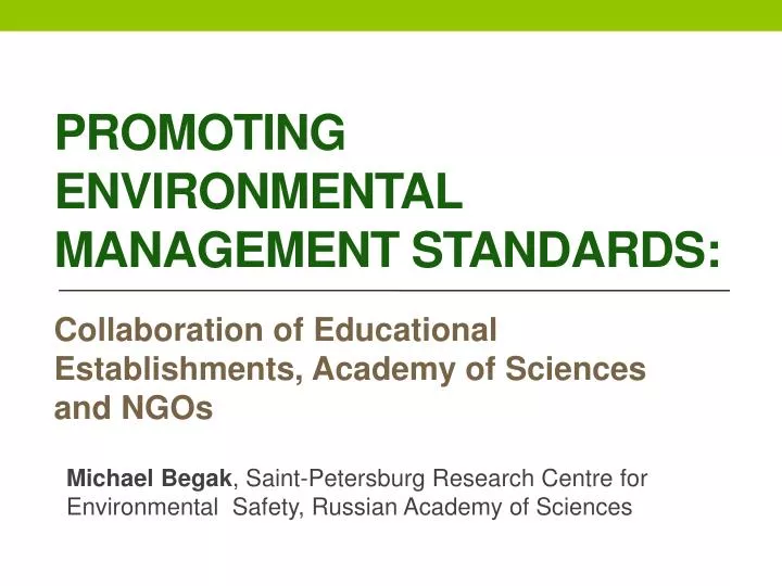 promoting environmental management standards